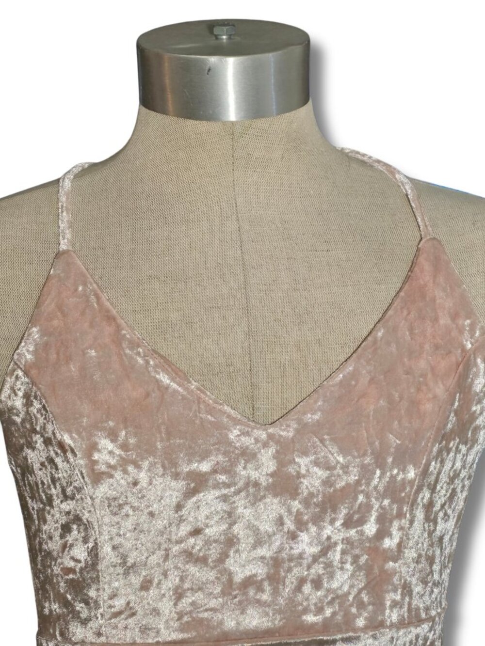 R.Vivimos NWT Women's Crushed Velvet Spaghetti Straps V Neck Club Party Pleated - Picture 5 of 9